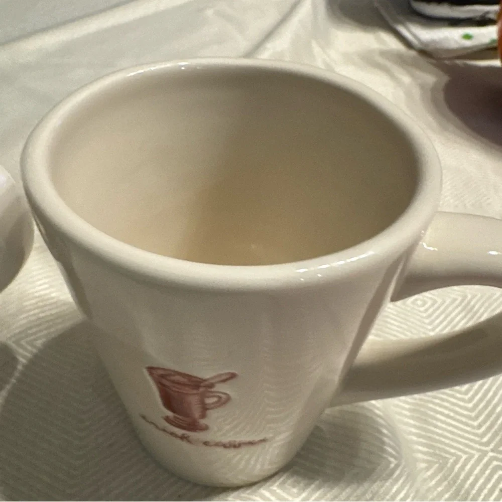 White Ceramic Mug Set with Red Accents Williams Sonoma